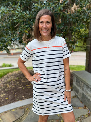 Mickey Short Sleeve Striped Dress