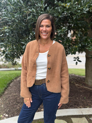 Camy Collarless Knit Jacket
