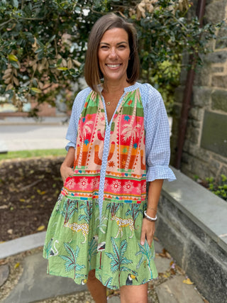 Maddie Multi Pattern V-Neck Dress