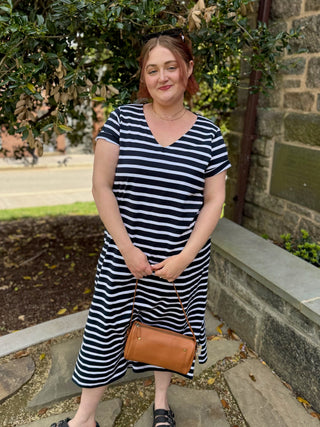 Vania Striped V-Neck Dress