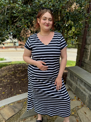 Vania Striped V-Neck Dress