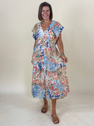 Frances Flutter Sleeve Floral Dress