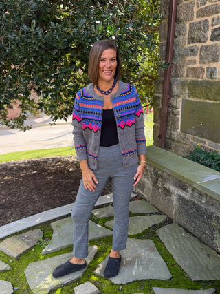 [TRIBAL] Fair Isle Button Front Cardigan