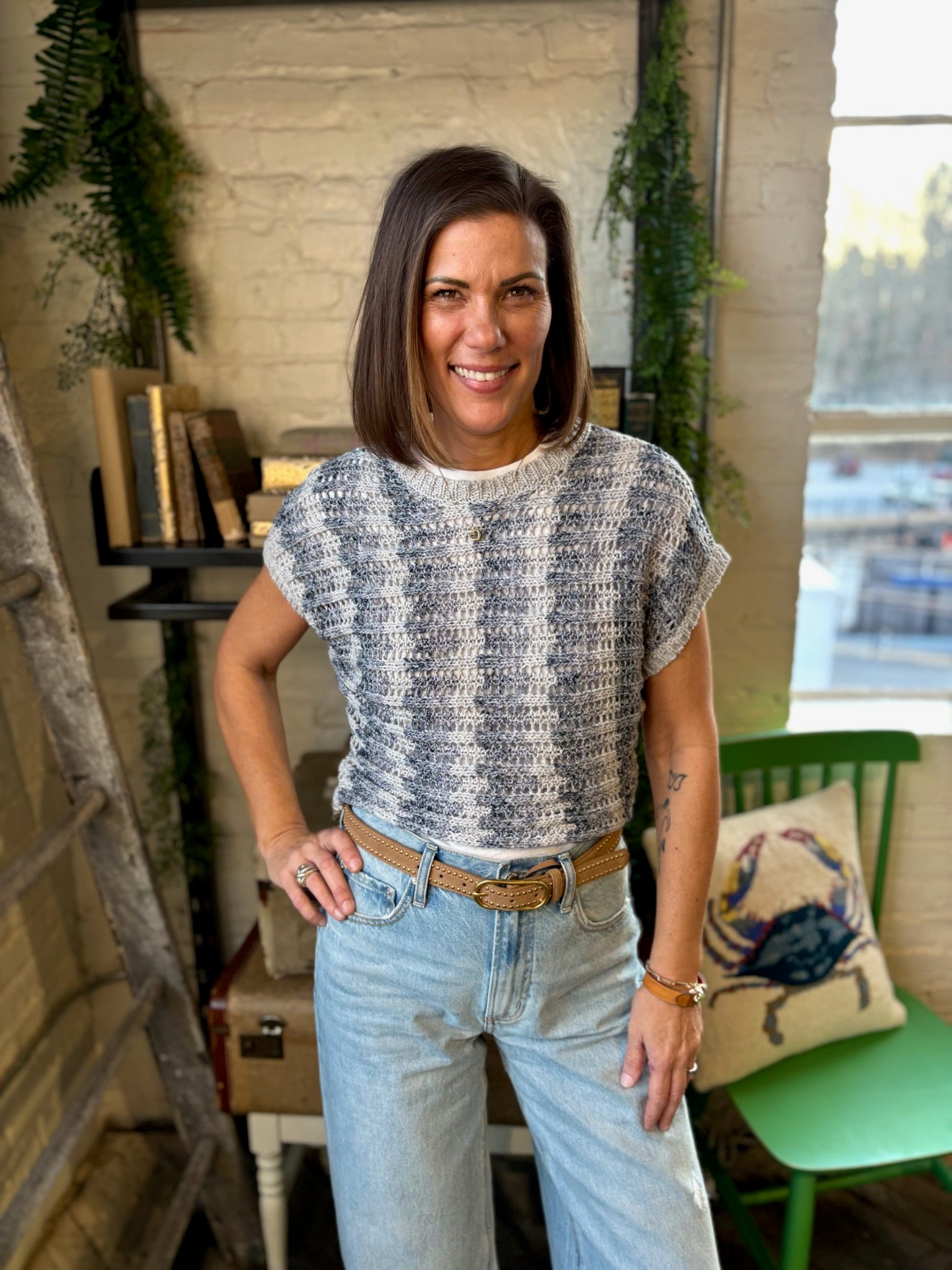 [Z Supply] Ballast Crochet Stripe Sweater Top