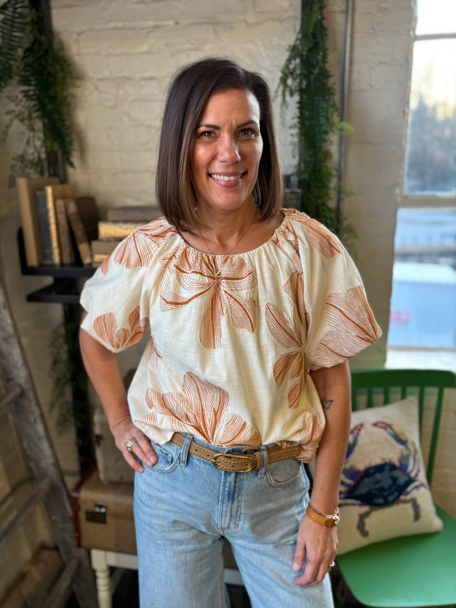 Moana Floral Embroidered Top