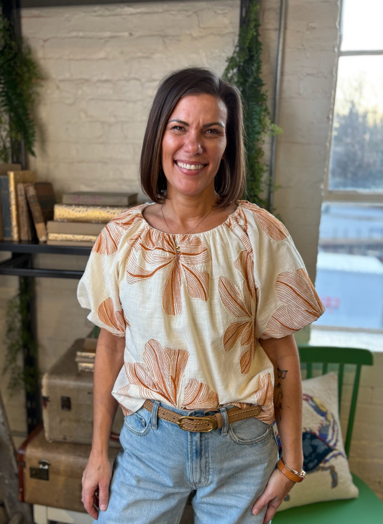 Moana Floral Embroidered Top