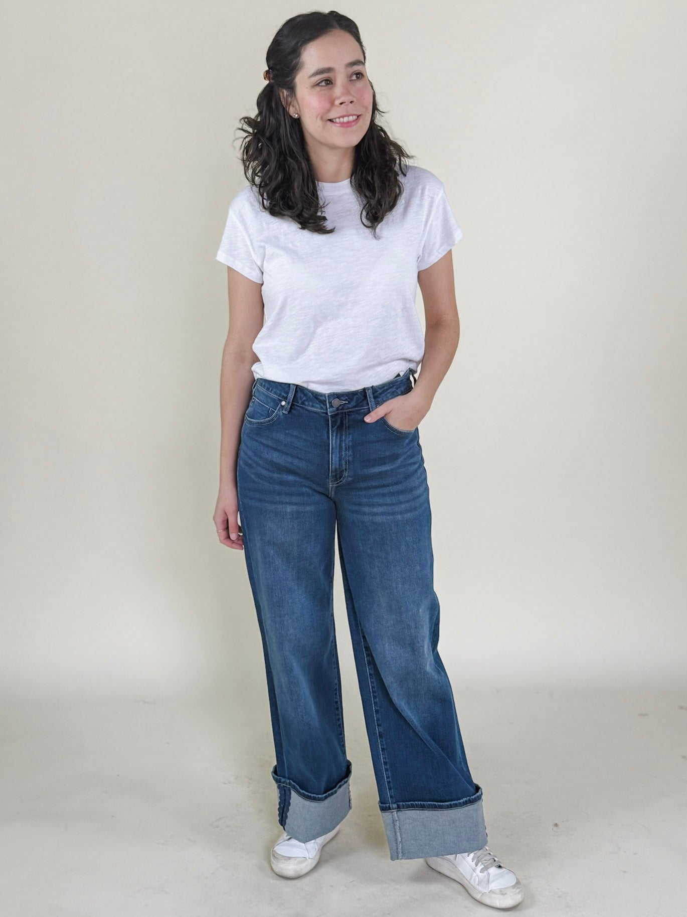 [Liverpool] Morgan Cuffed Wide Leg Jeans with Trim, 30" Inseam