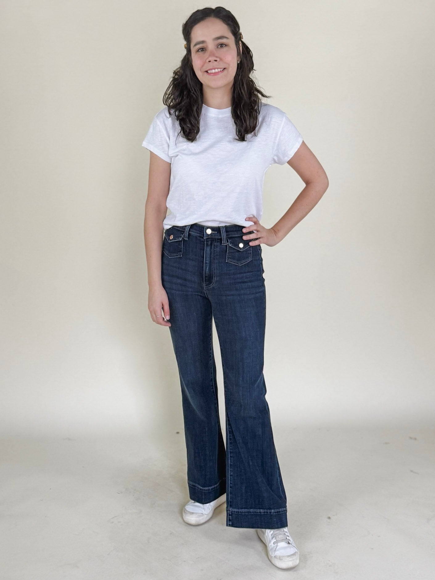 [Liverpool] Hannah Flare Jeans with Mini Patch Pockets, 30" Inseam