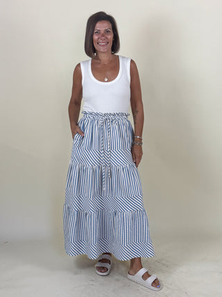 Tory Striped Tiered Skirt