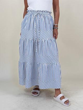 Tory Striped Tiered Skirt
