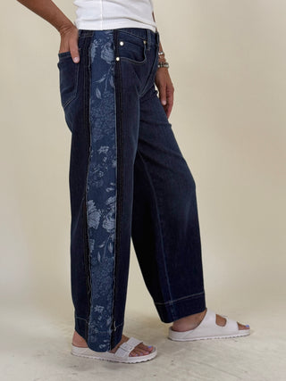 [Liverpool] Stride Wide Leg Jeans with Jacquard Blocking