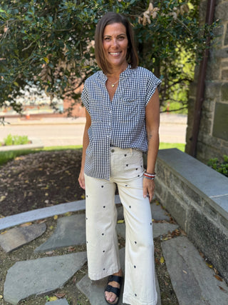 Alicia Embroidered Patch Pocket Twill Pants