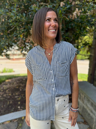 Dottie Gingham Short Sleeve Blouse