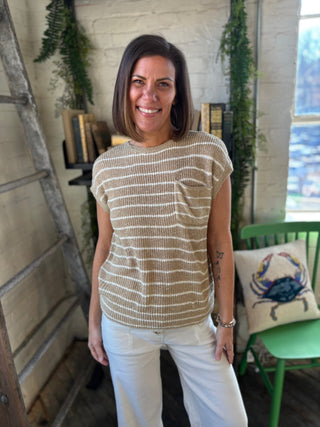 Sandra Striped Cap Sleeve Sweater