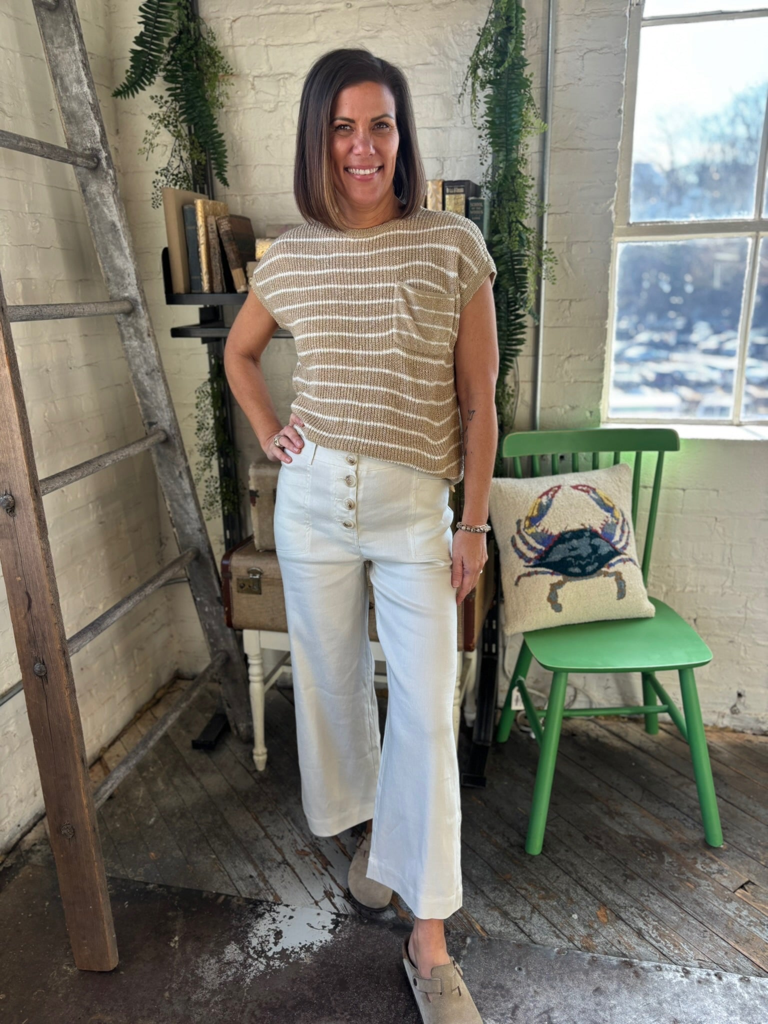 Sandra Striped Cap Sleeve Sweater