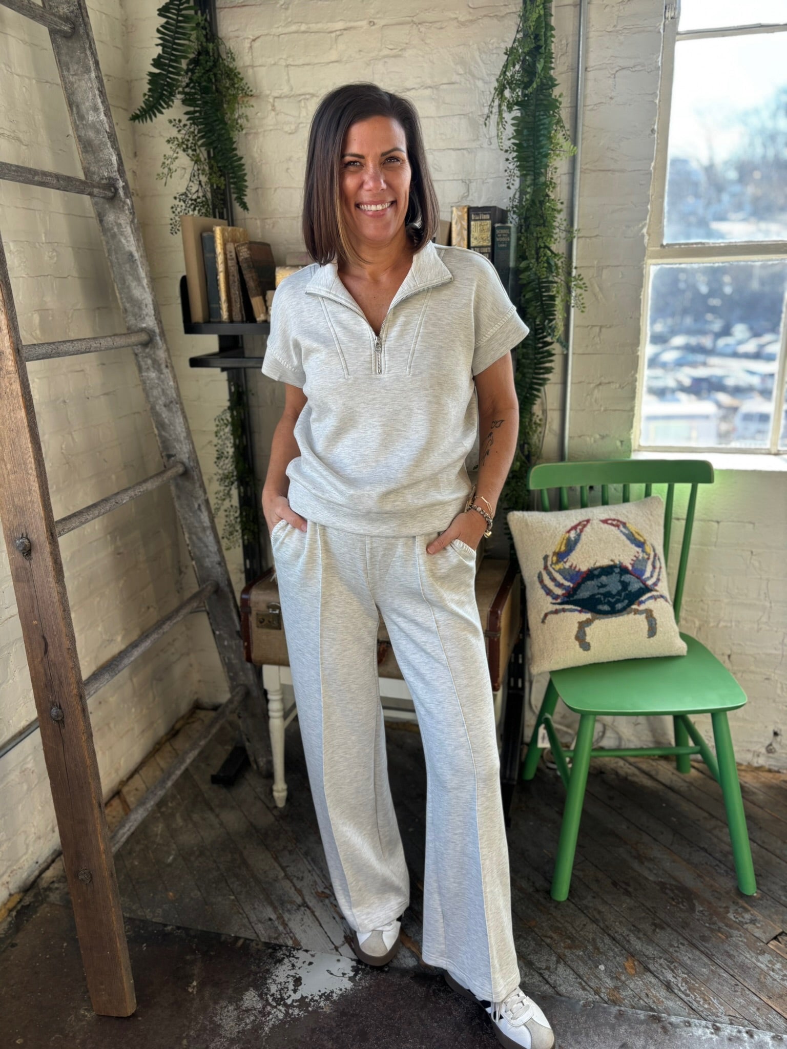 Helen Half Zip Short Sleeve Top