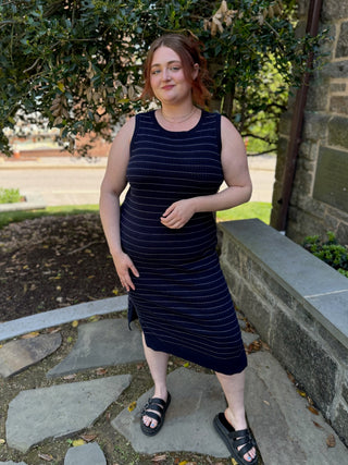 Chiara Striped Sleeveless Sweater Dress