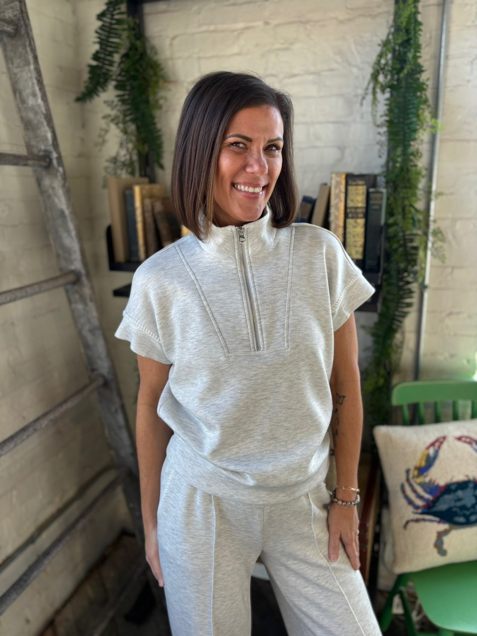 Helen Half Zip Short Sleeve Top