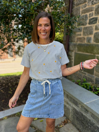 Sandy Embroidered Yarn Dye T-Shirt
