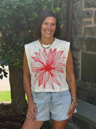 Big Flower Maisie Heavyweight Muscle Tee
