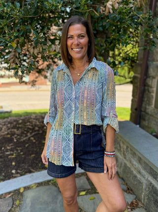 Crissy Printed Crinkle Blouse