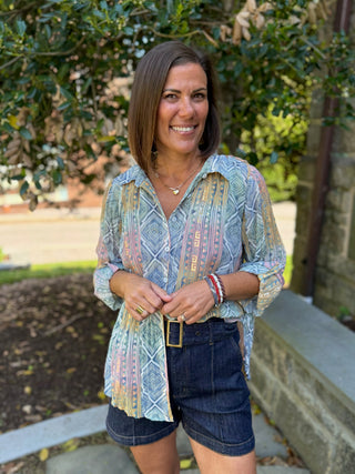 Crissy Printed Crinkle Blouse