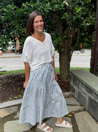 Tory Striped Tiered Skirt