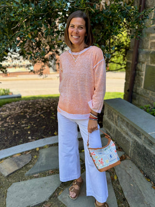 Carolyn Reverse Print 3/4 Sleeve Sweater