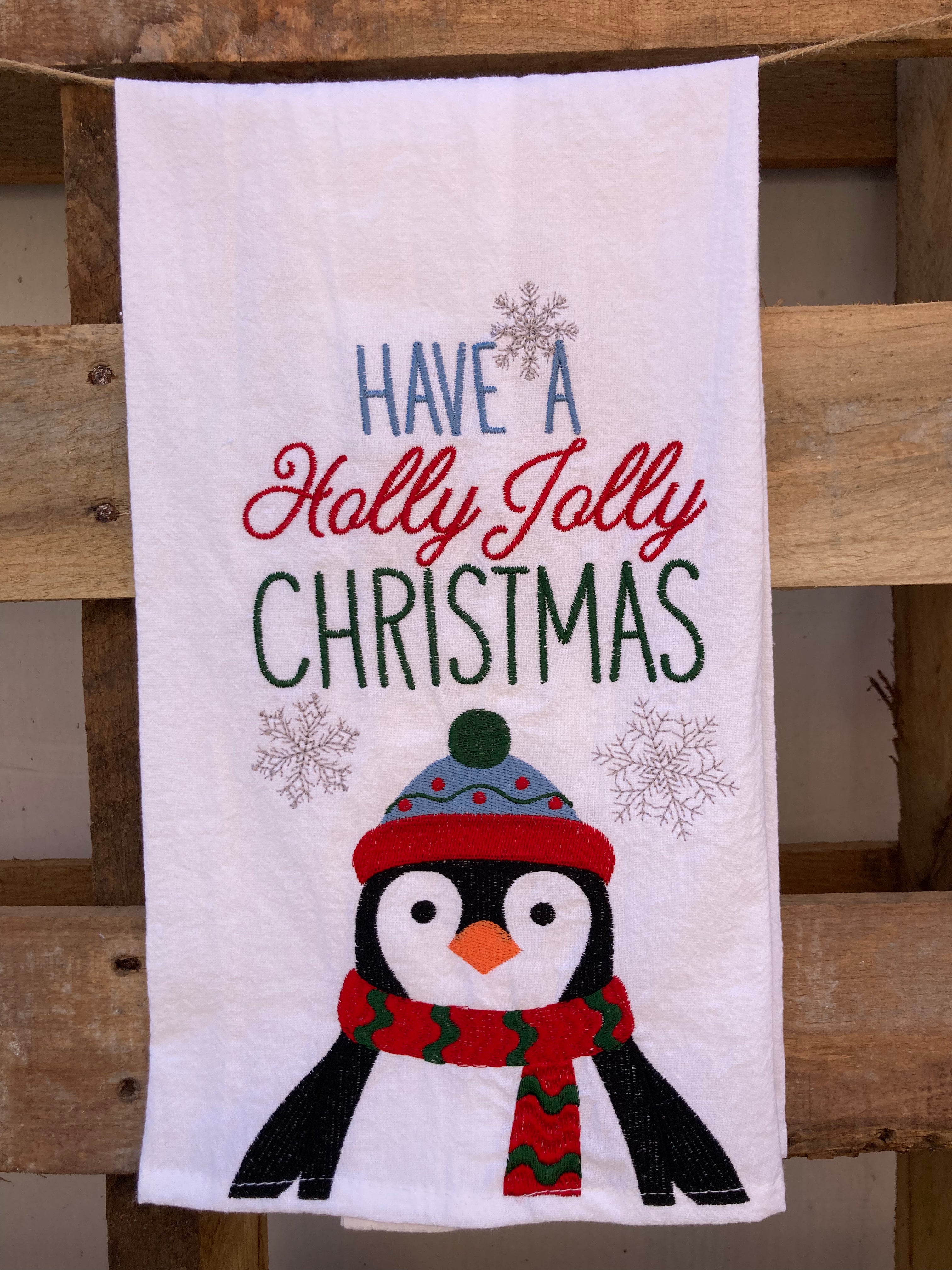 Holly Jolly Penguin Towel