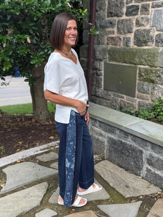 [Liverpool] Stride Wide Leg Jeans with Jacquard Blocking