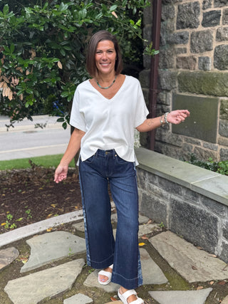 [Liverpool] Stride Wide Leg Jeans with Jacquard Blocking