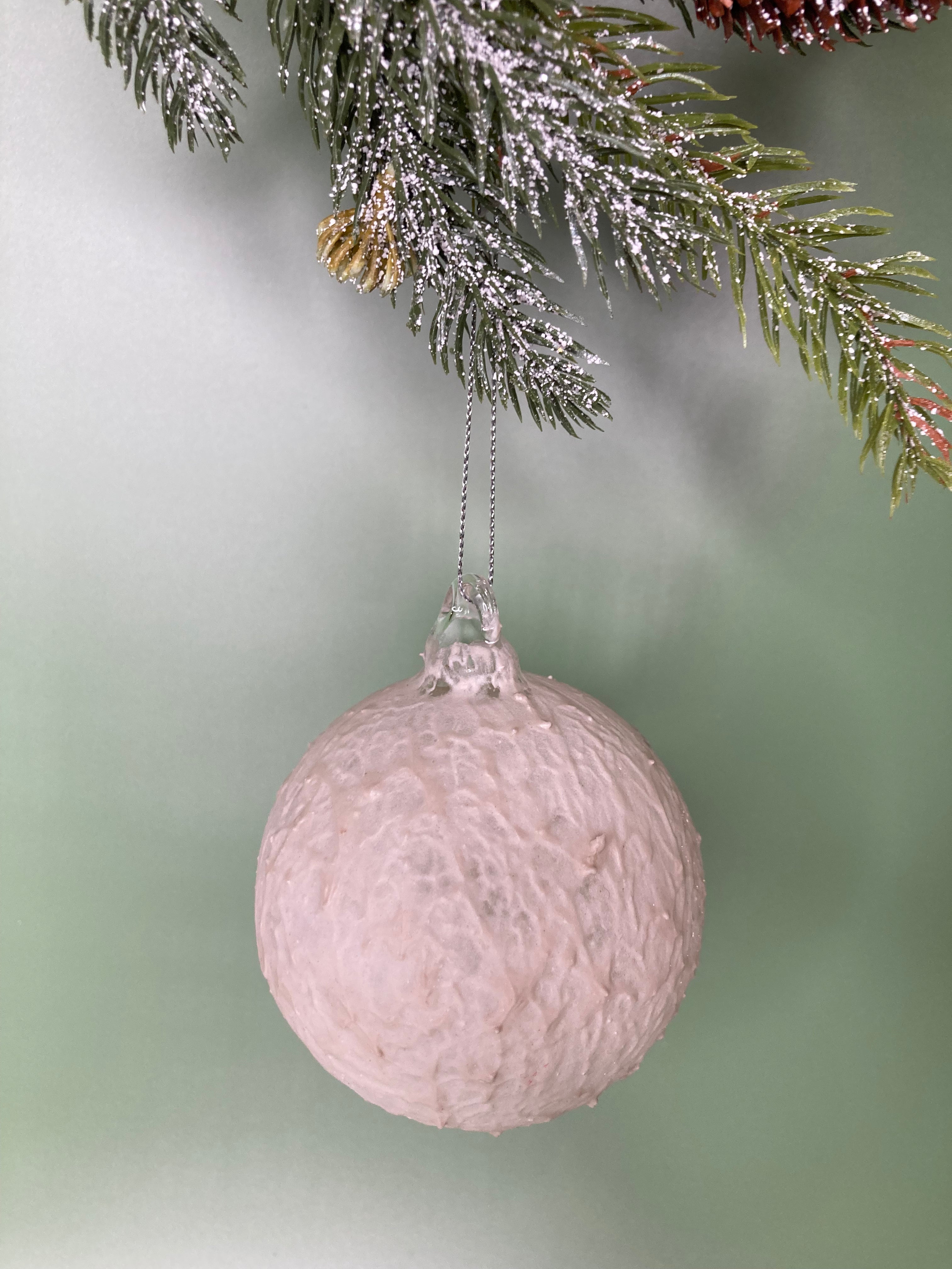 White Patina Glass Ball Ornament
