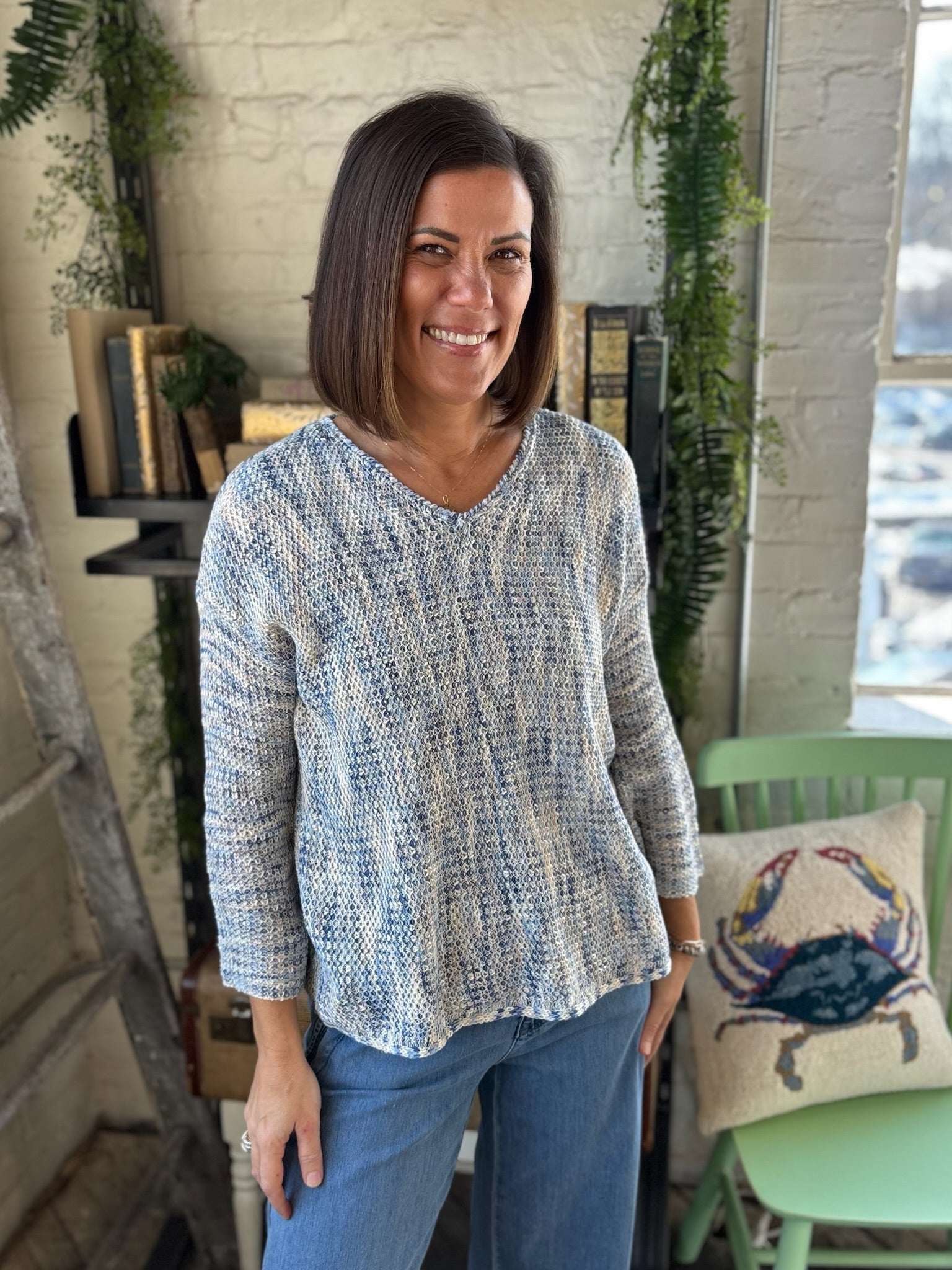 Misty 3/4 Sleeve V-Neck Sweater