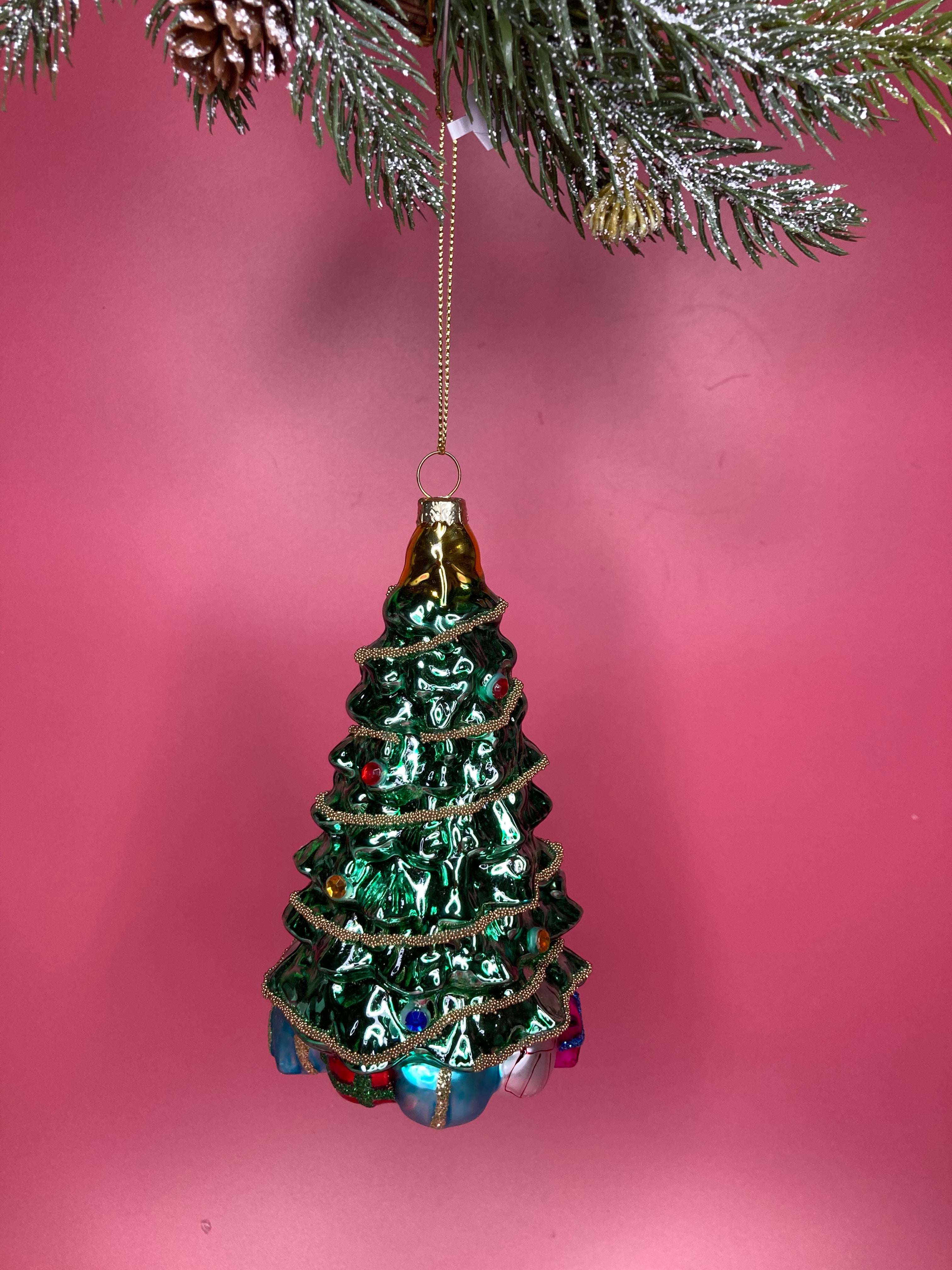 Green Tree Glass Ornament