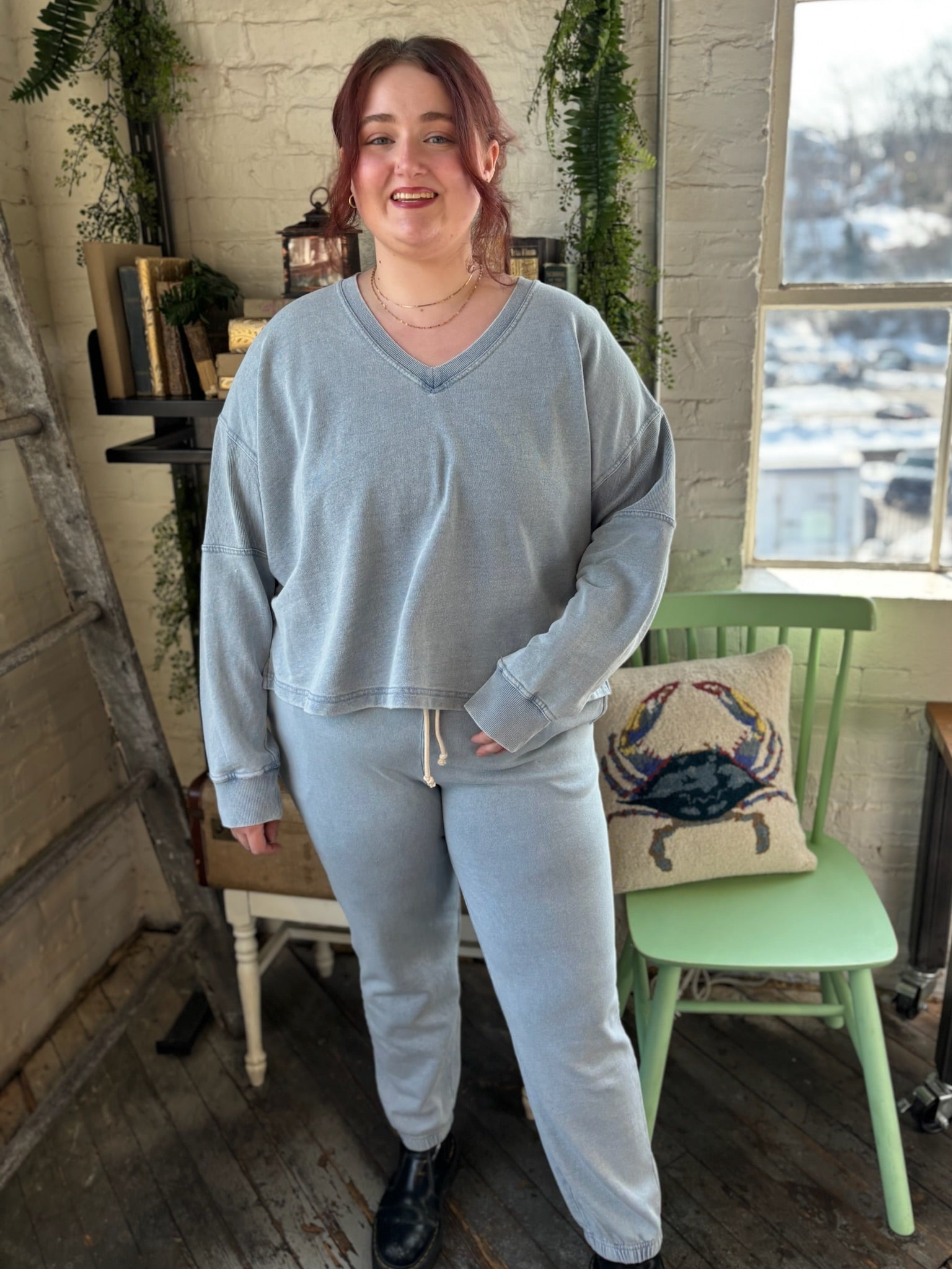 [Z Supply] Delphine Knit Denim Sweatshirt