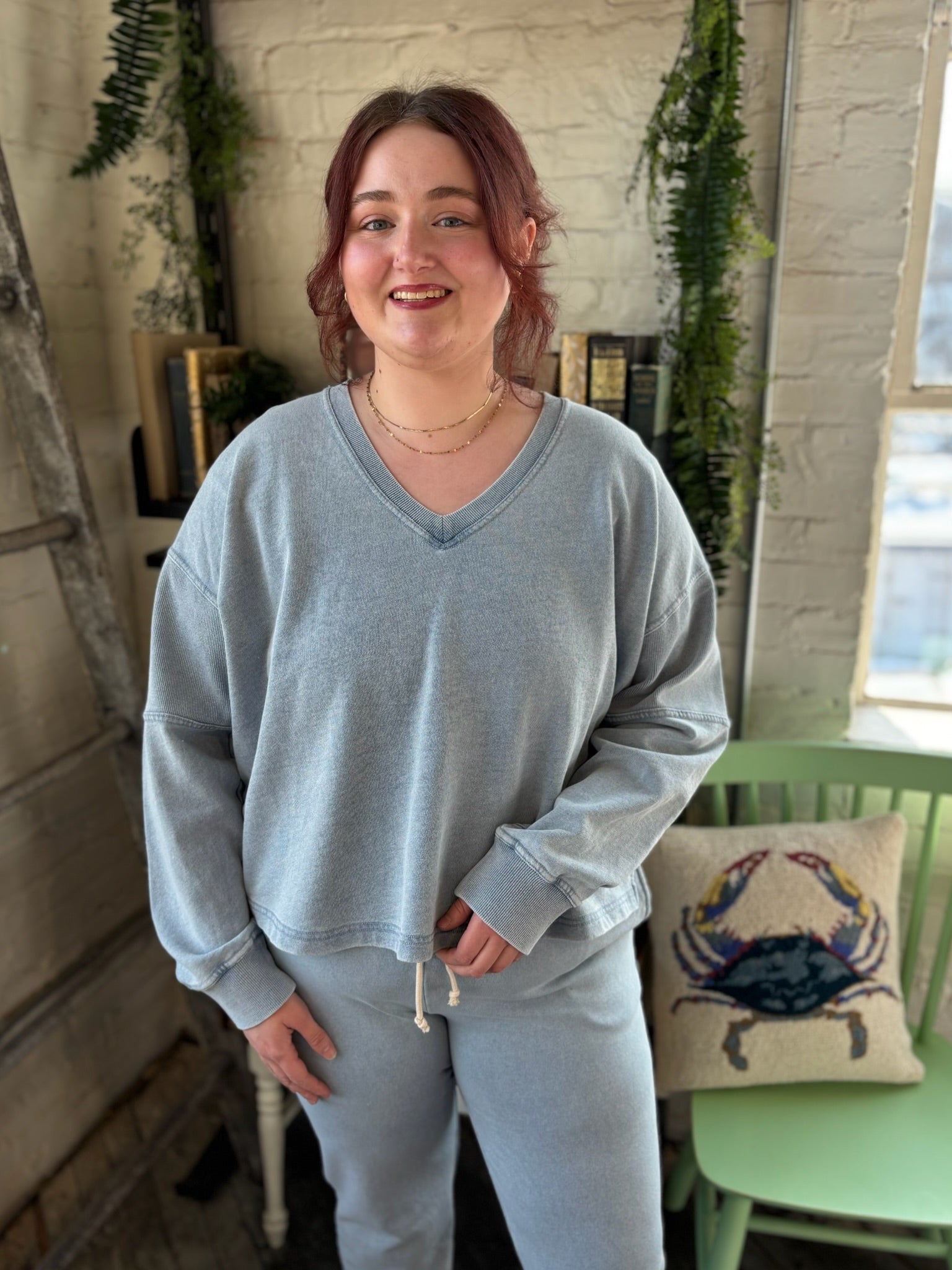 [Z Supply] Delphine Knit Denim Sweatshirt