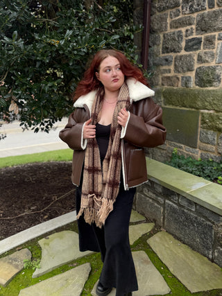[Z Supply] Frostline Plaid Scarf - Toasted Almond