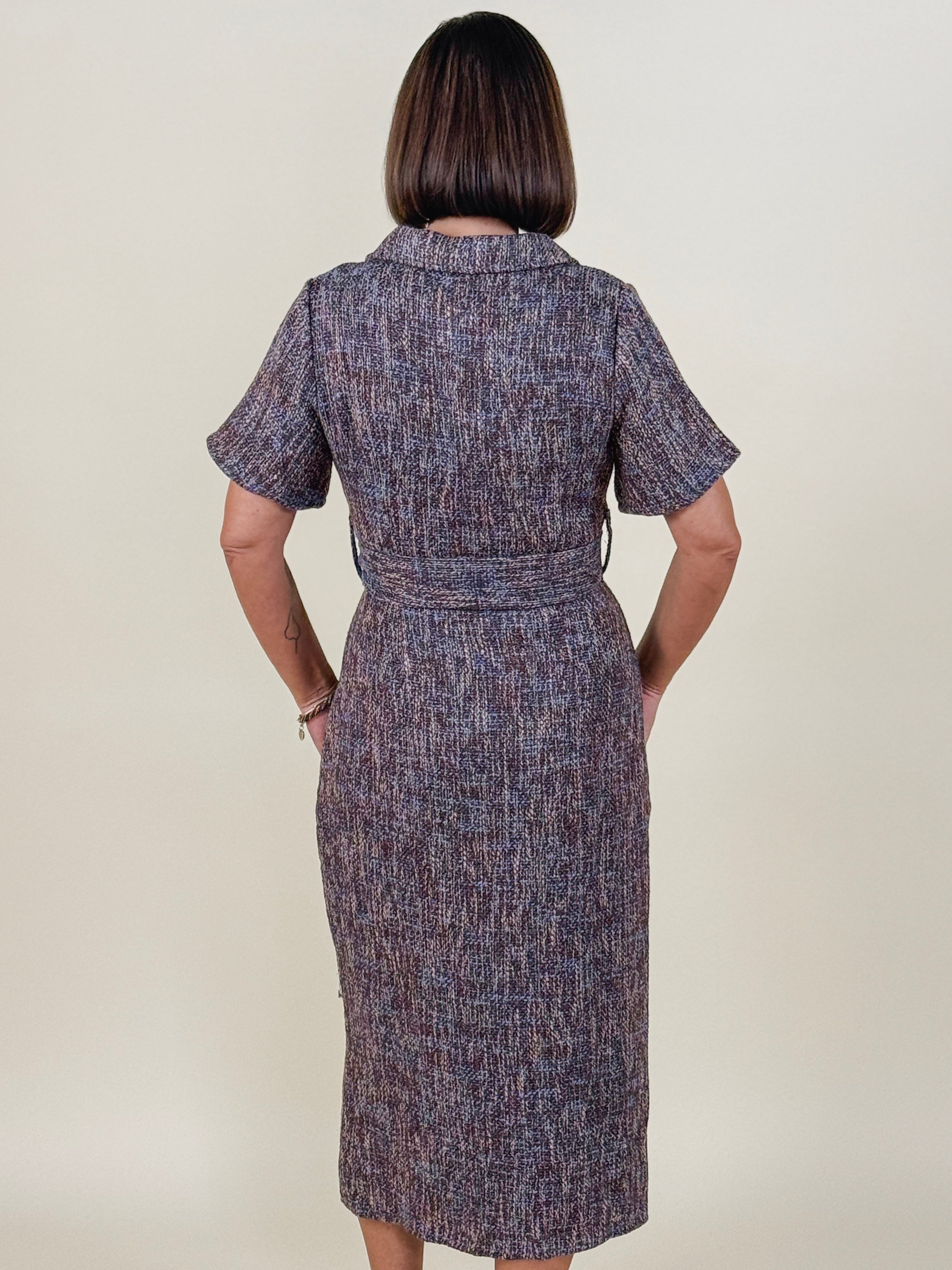 Serah Tweed Button Up Midi Dress
