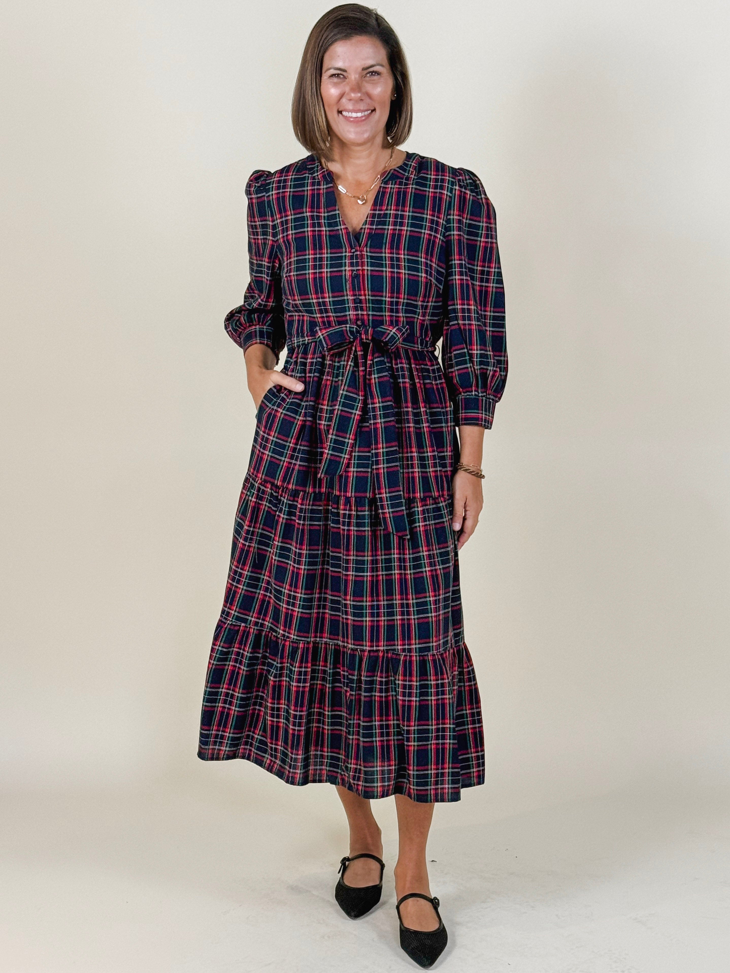 Chapman Plaid Yanis Button Up Midi Dress