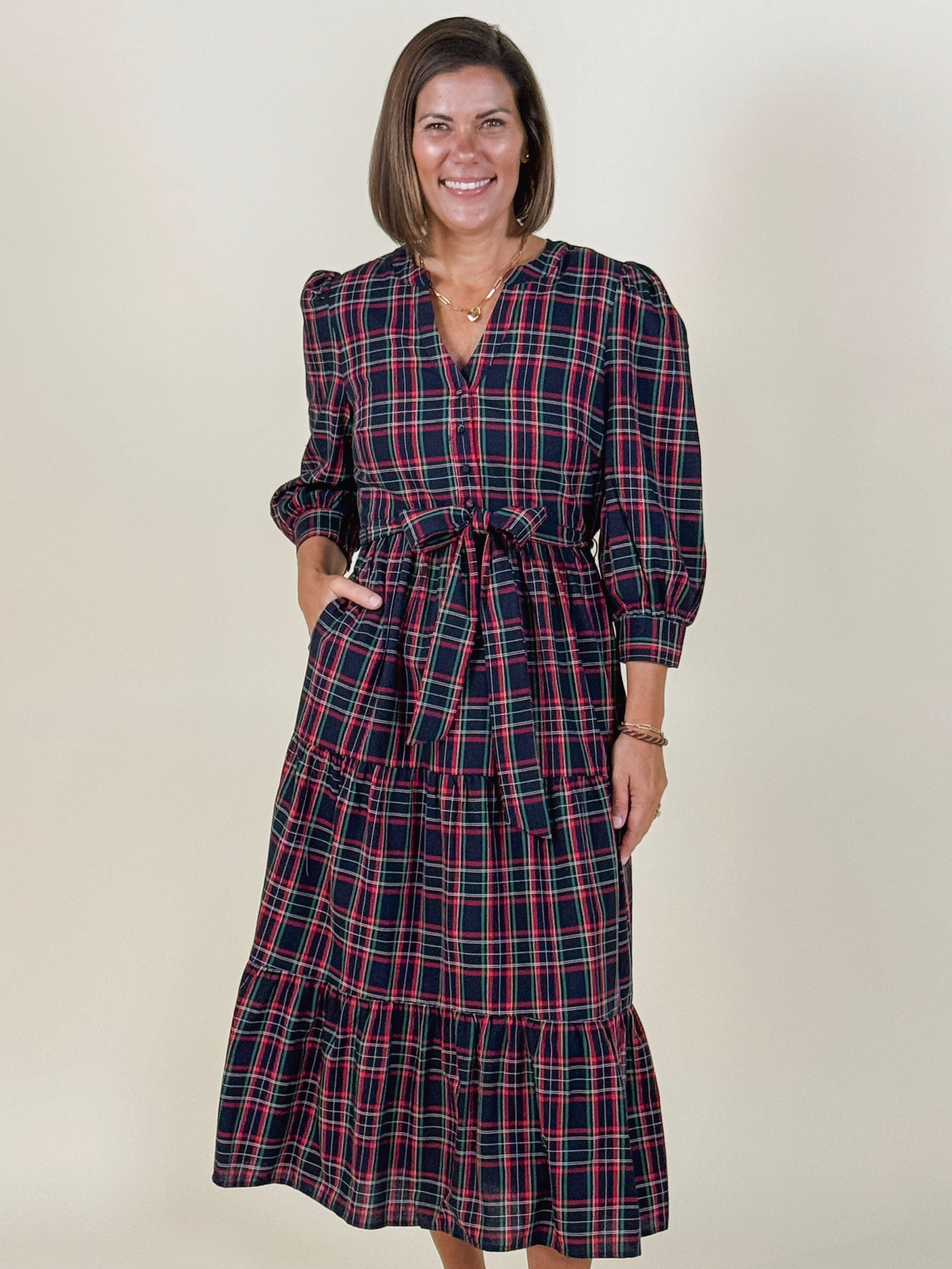 Chapman Plaid Yanis Button Up Midi Dress