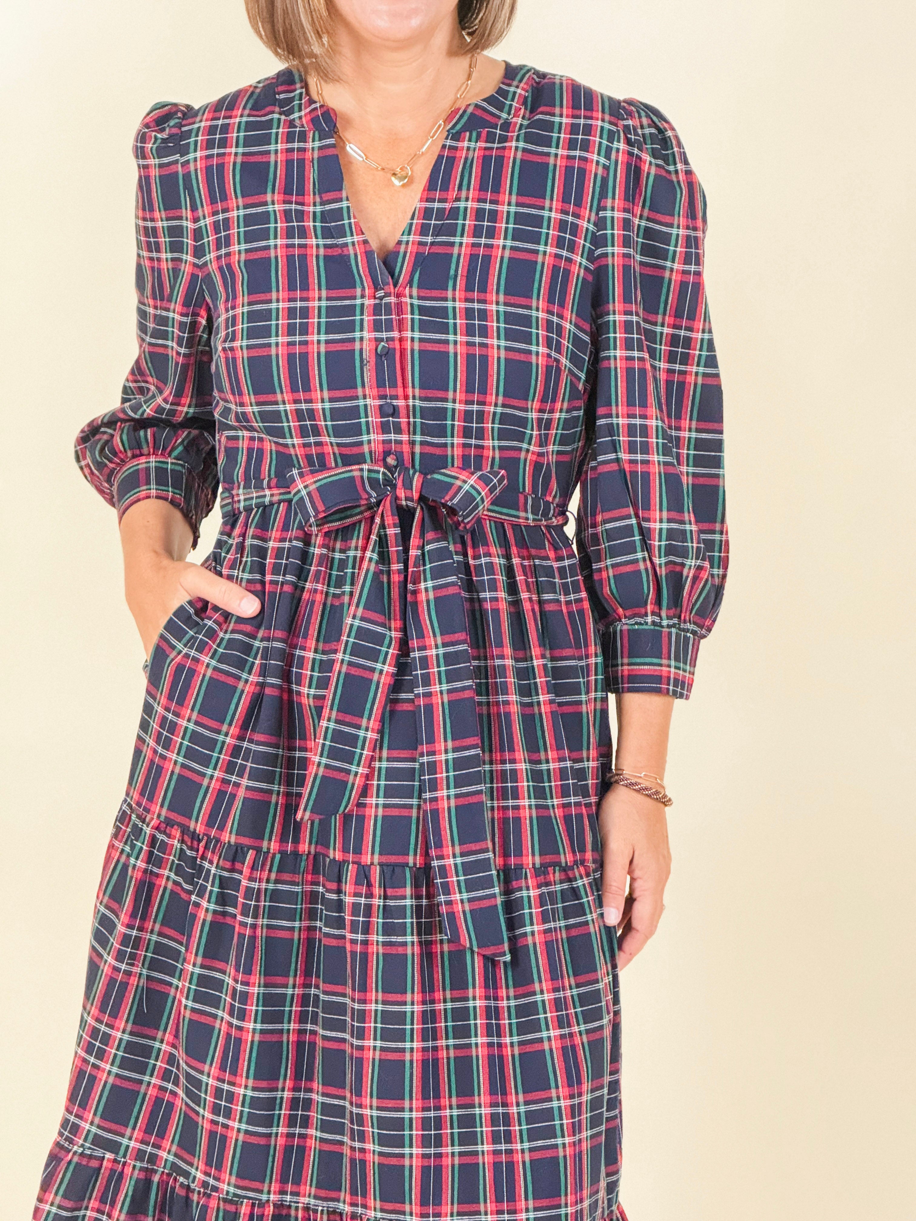 Chapman Plaid Yanis Button Up Midi Dress