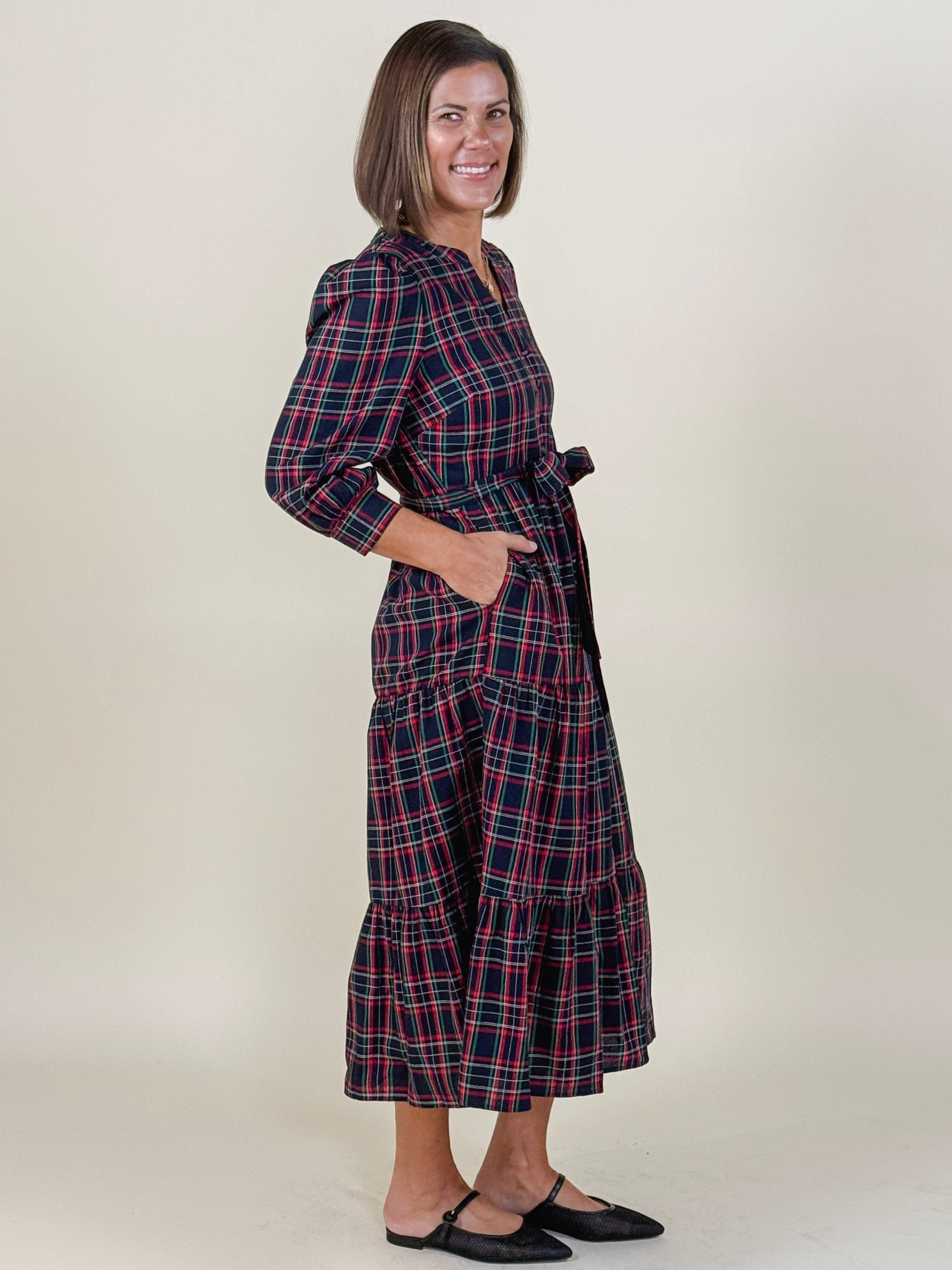 Chapman Plaid Yanis Button Up Midi Dress