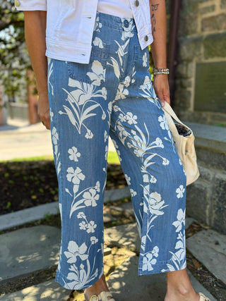 [TRIBAL] Flora Flowy Wide Crop Pants