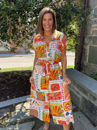 [TRIBAL] Waverly Pleated Waist Shirt Dress