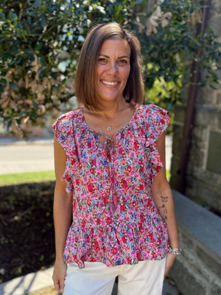 [Liverpool] Aster Flutter Sleeve Peplum Top