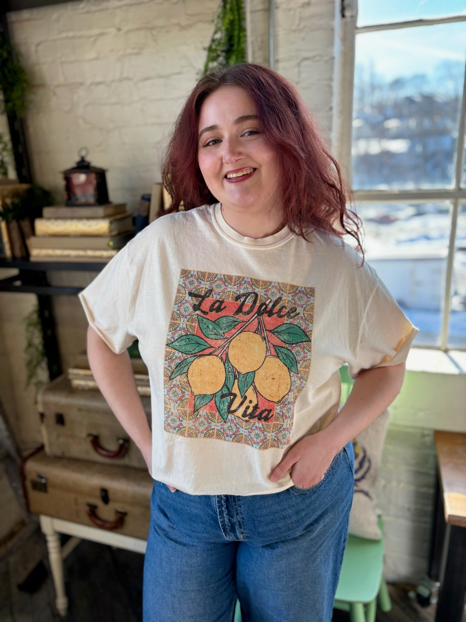 La Dolce Vita Vintage Graphic Crop Top