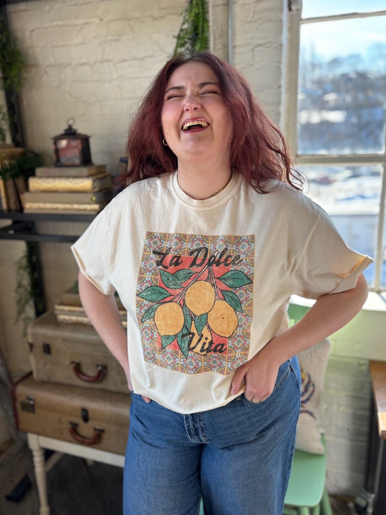 La Dolce Vita Vintage Graphic Crop Top