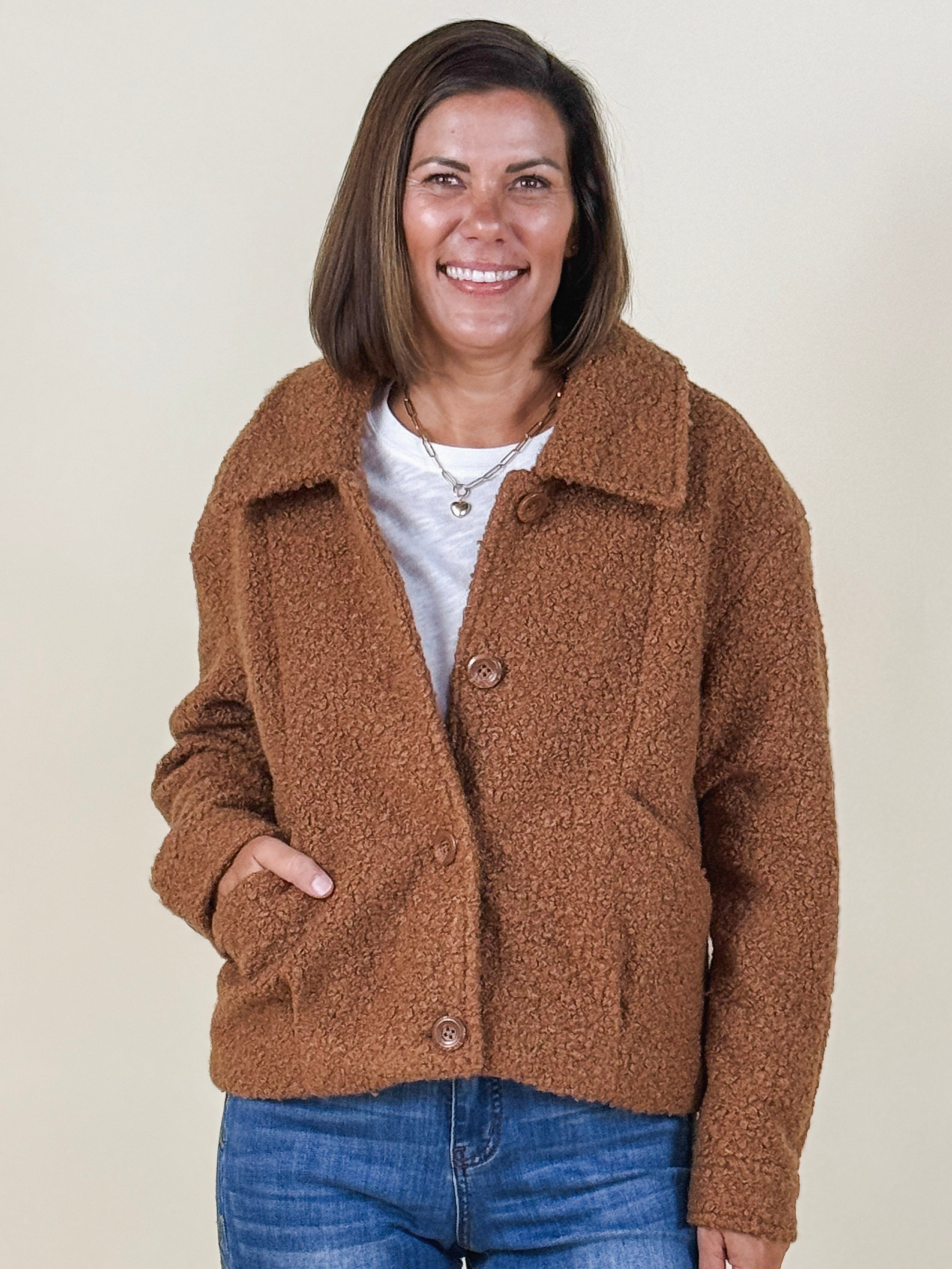 [TRIBAL] Button Front Boucle Jacket