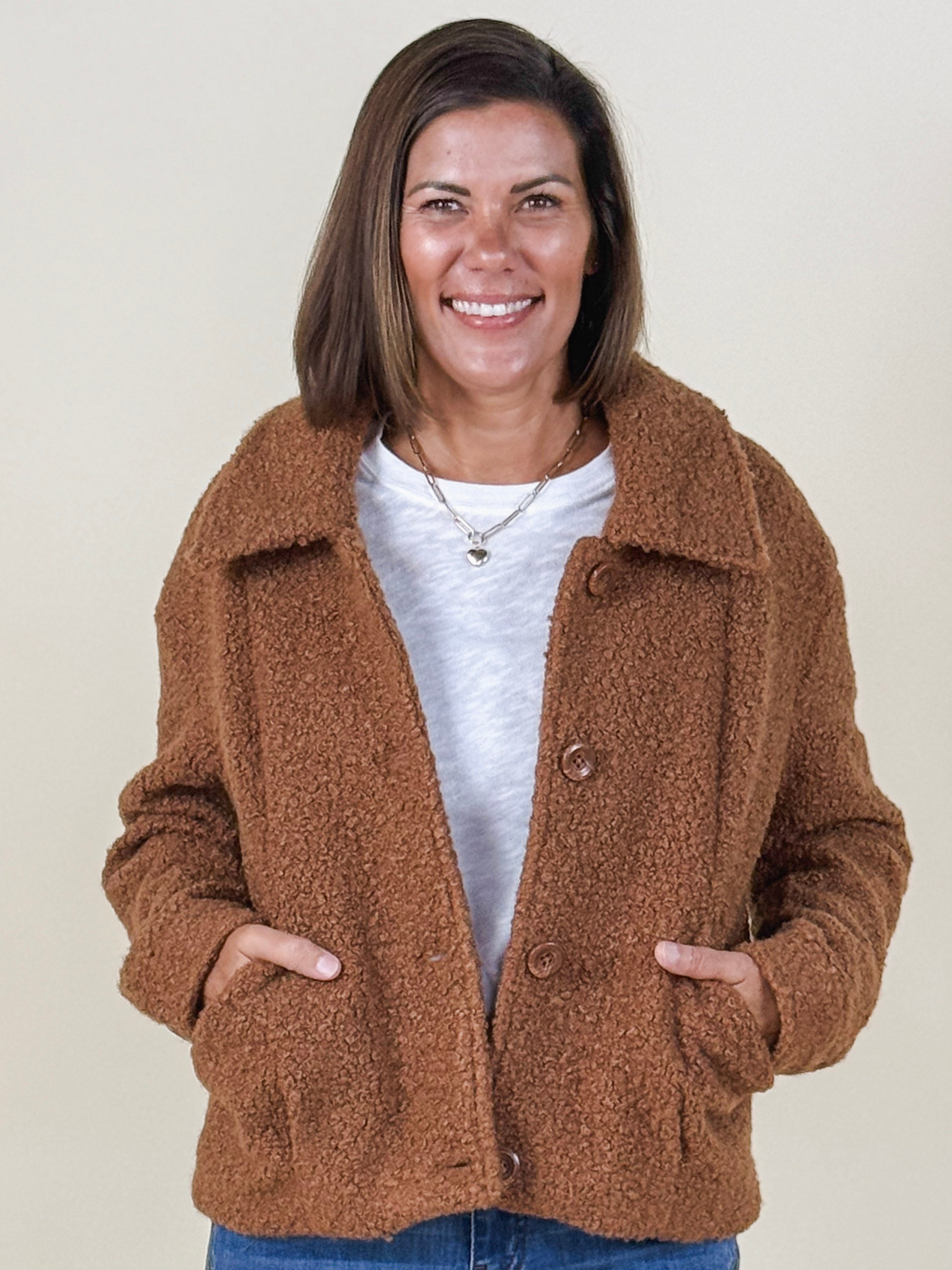 [TRIBAL] Button Front Boucle Jacket