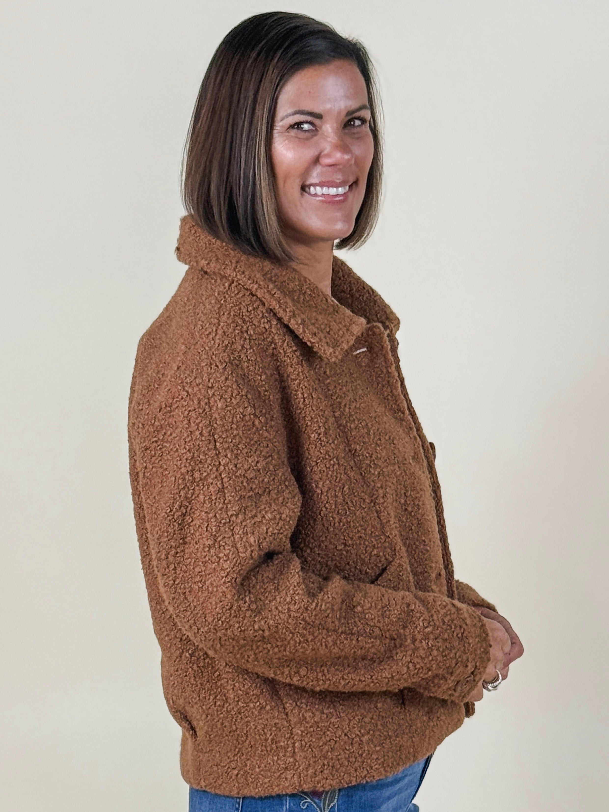 [TRIBAL] Button Front Boucle Jacket